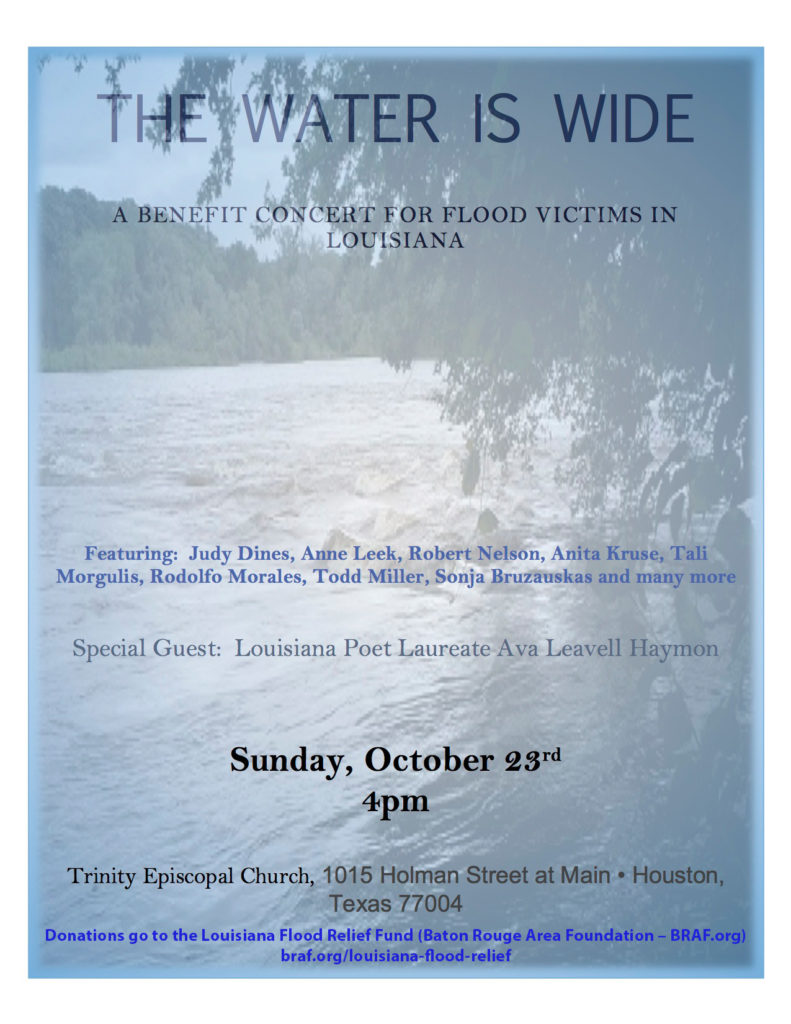 Sunday, October 23 at 4:00 pm, Trinity Episcopal Church, 1015 Holman St, Houston TX 77004
